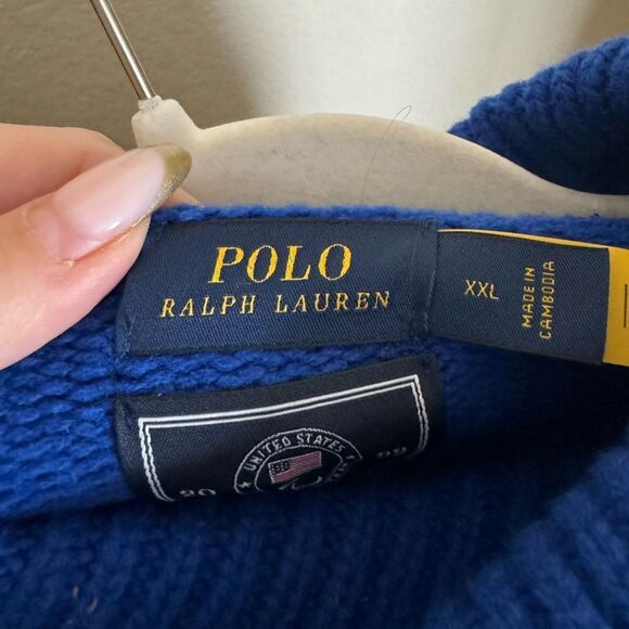 Polo Ralph Lauren Paralympics USA Wool Knit Sweater Sz XXL Colorblock Blue Cream - Picture 8 of 9